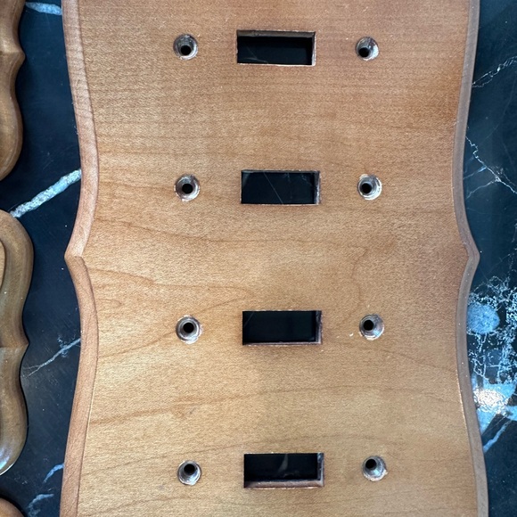 Set of Vintage Colonial Wooden Light Switch Plates - Quad, Double, & 4 Single - Picture 2 of 14